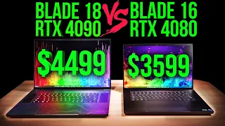 Blade 16 vs Blade 18 - Detailed Benchmark Analysis Side by Side! RTX 4080 vs RTX 4090!