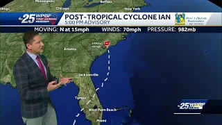 Ian becomes post-tropical cyclone but dangerous storm surge, flash flooding and high threat conti...