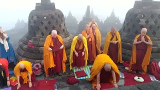 Morning Prayers with H.E. Dagri Rinpoche at Top Level of Borobudur Temple. 6 May 2017