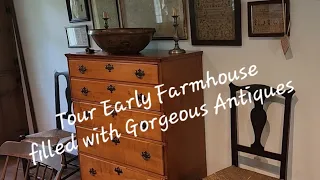 Tour this Early Farmhouse Beautifully Decorated with Early Antiques & Primitives Stunning Display