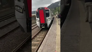 Class 197 arriving at Blaenau Ffestiniog