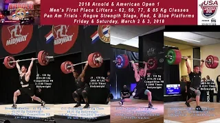 2018 Arnold-AO 1 -Men's First Place Lifters, 62, 69, 77, 85 Classes, Side-By-Side, March 2 & 3, 2018