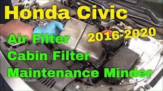 Honda Civic Air Filter and Cabin Filter Replacement and Maintenance Minder Reset (2016-2020)