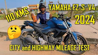 2024 YAMAHA FZS 🏍Version 4 | CITY and HIGHWAY Mileage Test 🎯| REALLY SHOCKING RESULT 😲