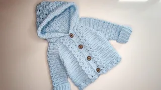 Crochet #54 How to crochet a "braided" baby hoodie / Part 2