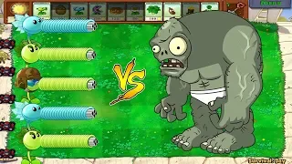 Plants vs Zombies - Gatling Pea vs Snow Pea vs Fire Repeater vs Gargantuar