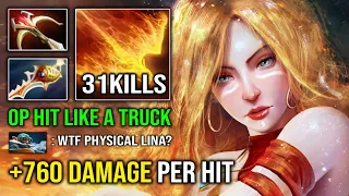 THE SCARIEST RIGHT CLICK HERO +760 Damage Per Hit Divine Rapier Lina Crazy Hit Like a Truck Dota 2