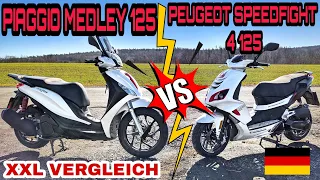 XXL Vergleich | PIAGGIO Medley 125 vs. Peugeot Speedfight 4 125 | Leistung | Verbrauch | Test