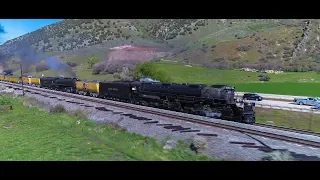 Big Boy Union Pacific #4014 [4K] Magnificent Aerial Pacing Inaugural Trip 5/12/2019