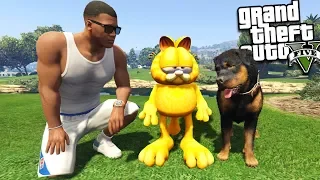 GARFIELD meets Franklin's DOG (GTA 5 Mods)
