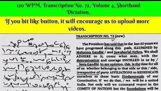 120 WPM, Transcription No  72, Volume 4, Shorthand Dictation, Kailash Chandra, With ouline & Text