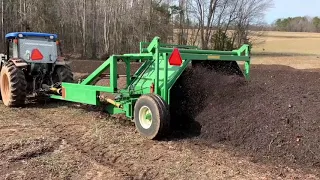 Organic Compost Windrow Turning On a Small Farm