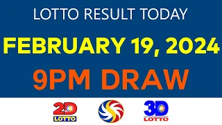 Lotto Result Today FEBRUARY 19 2024 9pm Ez2 Swertres 2D 3D 4D 6/45 6/55 PCSO