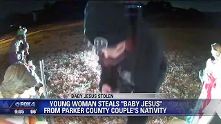 Woman caught on camera stealing baby Jesus from family's nativity scene