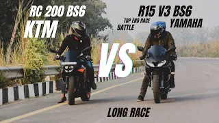 Ktm RC200 Bs6 Vs Yamaha R15 V3 Bs6 Long Race Till End | 150cc vs 200cc Shocking Results | Ksc vlogs