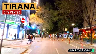 TIRANA, ALBANIA - RRUGA MYSLYM SHYRI - CITY CENTER - DRIVING AT NIGHT [4K HDR]