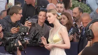 Elle Fanning arriving on the Galveston red carpet at the 2018 Deauville film festival