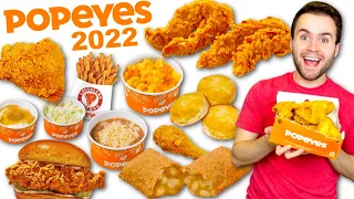 Trying Popeyes ENTIRE 2022 MENU! Chicken, Sandwiches, Sides + Desserts!