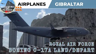 Boeing C-17A Globemaster III Landing at Gibraltar Airport, Royal Air Force 26 Feb 2024