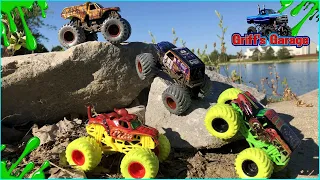 GRAVE DIGGER TURNS INTO A ZOMBIE!! | MONSTER JAM ZOMBIE vs HUNTER MONSTER TRUCK TOYS