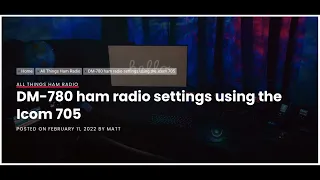 DM-780 ham radio settings using the Icom 705