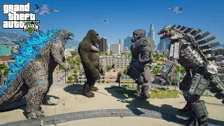 Godzilla, Kong vs Mechagodzilla, Mecha Kong - Epic Fight Scene ( GTA V Mods )