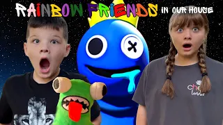 RAINBOW FRIENDS in OUR HOUSE! Aubrey and Caleb ESCAPE the RAinBOW FRIENDS in REAL LIFE!