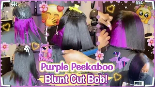 💜How To Quick Weave Bob Hair Style?Purple Peekaboo Color Blunt Bob #ULAHAIR Review