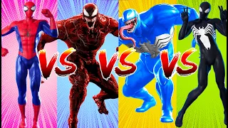 SUPERHERO COLOR DANCE CHALLENGE Spider-Man vs Carnage Venom vs Blue Venom vs Black Spider-Man