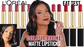 *new* L'OREAL COLOUR RICHE MATTE LIPSTICKS + NATURAL LIGHTING SWATCHES & WEAR TEST | MagdalineJanet