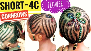 Cornrow for short natural hair (NO HEAT) || short 4c hairstyle for kids