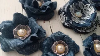 Denim flowers  - DIY - step by step