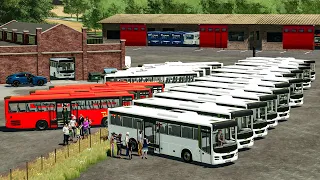 Bus depot full of regular buses, school buses and coaches | Farming Simulator 22