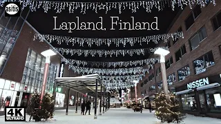 Rovaniemi Christmas 2022 🎅☃️ After Dark Walk in Snowy City Center of the Finnish Lapland's Capital