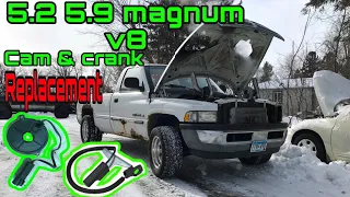 How to change cam & crank sensors LIKE A PRO! on a dodge ram 1500 5.2 5.9 magnum. Whitie build ep.18