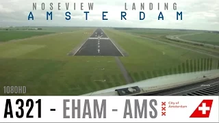 IMPRESSIVE Airbus A321 Amsterdam Schiphol EHAM Cockpit Landing 1080HD