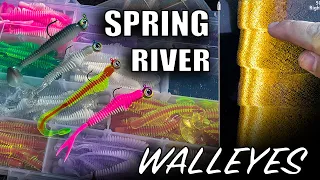 Best jig + plastics for spring RIVER walleyes (🎯 bonus locations)