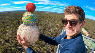 WORLD RECORD BOUNCE! Stacked Ball Drop Experiment from 45m Tower!