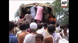 Flooding in Punjab province; people leaving, queueing for food