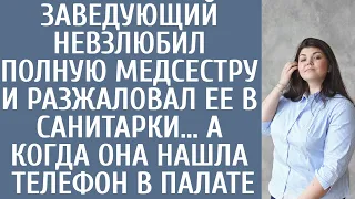 Заведующий невзлюбил полную медсестру и разжаловал ее в санитарки… А едва она нашла телефон в палате