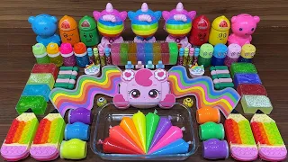 RAINBOW SLIME I Mixing random into Glossy Piping Bags Slime I Relaxing slime videos#part12