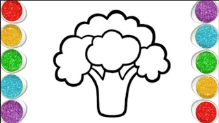 Cauliflower 🥦 easy drawing and colouring for kids and toddlers / vegetables drawing easy