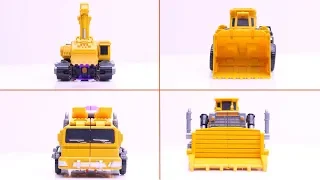 Excavators vs dump truck, mixer truck with LEGO Find Treasure Ghostbusters Tranformers