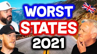 Top 10 WORST STATES to Live in America for 2021 REACTION!! | OFFICE BLOKES REACT!!