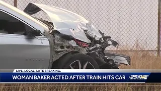 Woman Baker Acted after train hits car