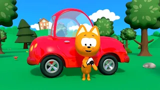 Kitty's Games  - Colored Eggs crashed Kote Kitty's Car - Funny Cartoons