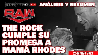 🔴 WWE RAW 25 MARZO 2024 ANÁLISIS y RESUMEN: THE ROCK DESTROZA y HACE SANGRAR a CODY RHODES