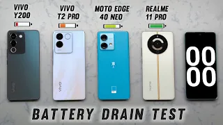 Vivo Y200 5G vs Vivo T2 Pro 5G vs Moto Edge 40 Neo 5G vs Realme 11 Pro 5G Battery Drain Test