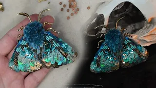 Making a Moth Brooch // Turquoise and Gold Resting Moth