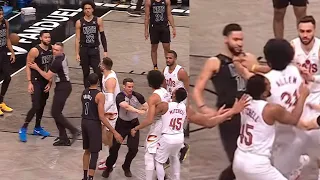 BEN SIMMONS TO JARRETT ALLEN "COME FIGHT ME B*TCH!" IN FIGHT BREAKS OUT! GETS SHOVED!